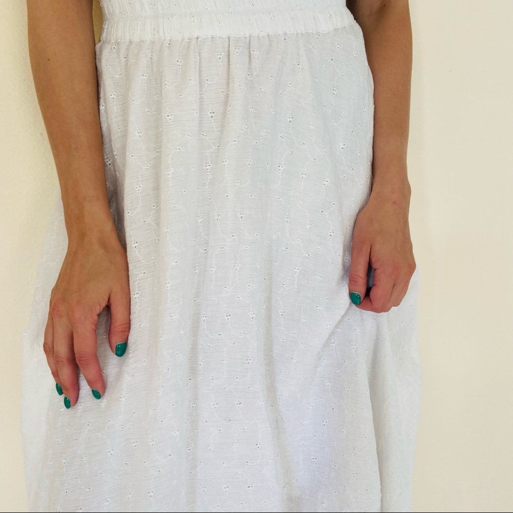 NWT Flint & Moss White Cotton Eyelet Midi Skirt - Picture 3 of 8